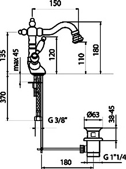 Смеситель Webert Alexandra AL710402010 золото для биде