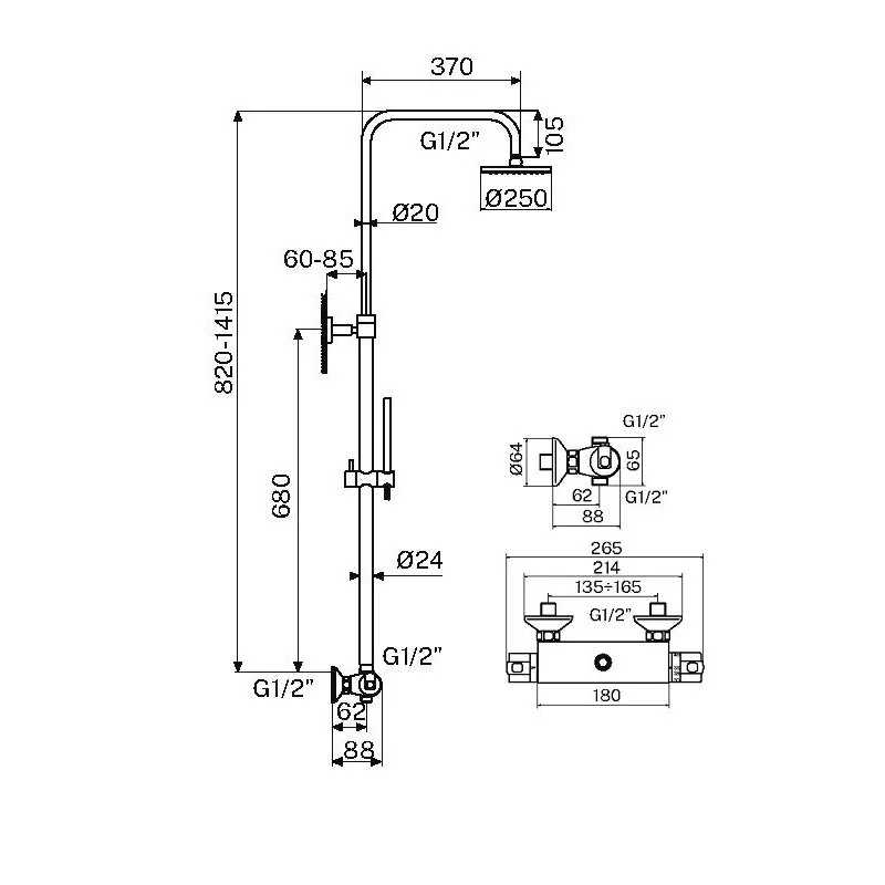 Душевая система Plumberia Selection Ixo XO6302NO черный