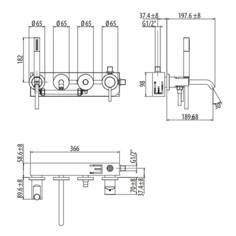 Смеситель для ванны с душем Gattoni Circle Two 9105/91NS серый