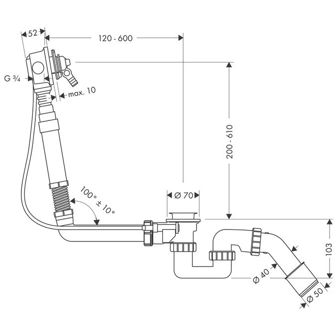 Слив-перелив для ванны Hansgrohe Exafill 58126180