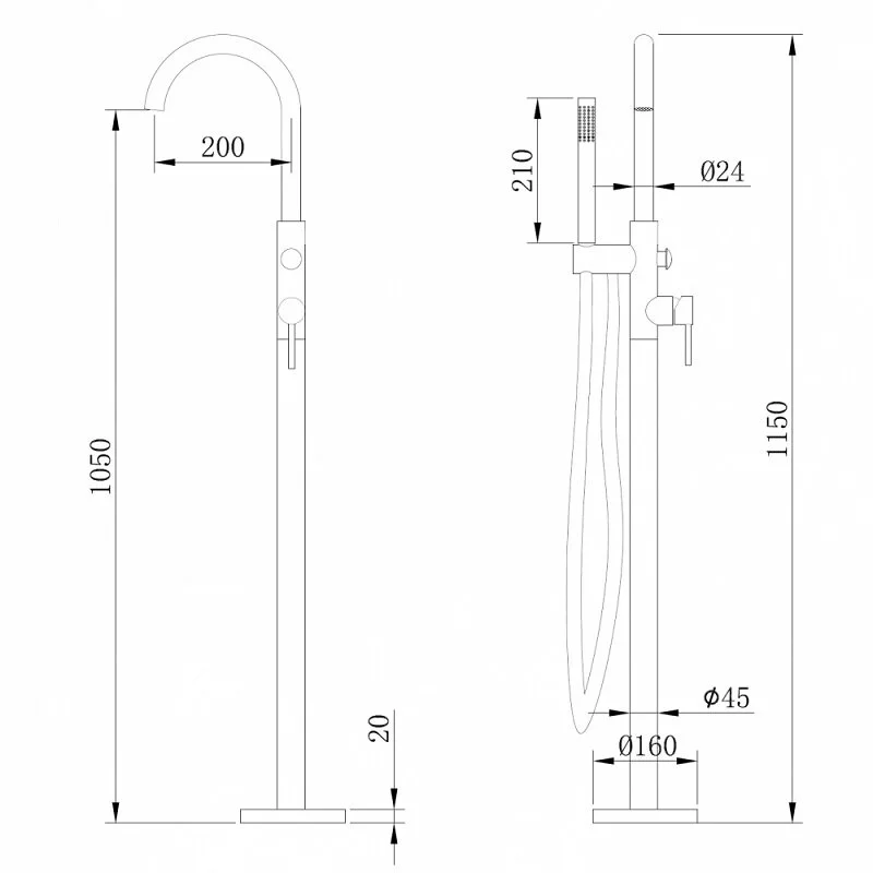 Смеситель для ванны с душем Abber Wasser Kreis AF8115B черный