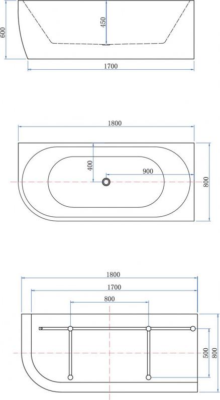 Акриловая ванна Aquanet Family Elegant B 180x80 3806-N-MW, белый матовый