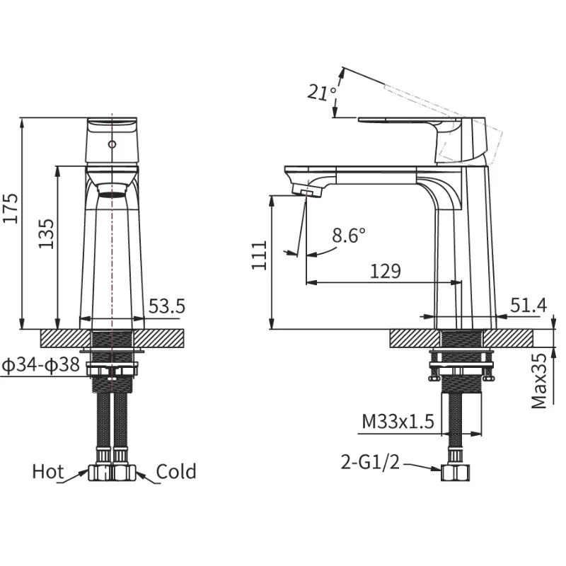 Смеситель для раковины Arrow AMP11848LJ золото