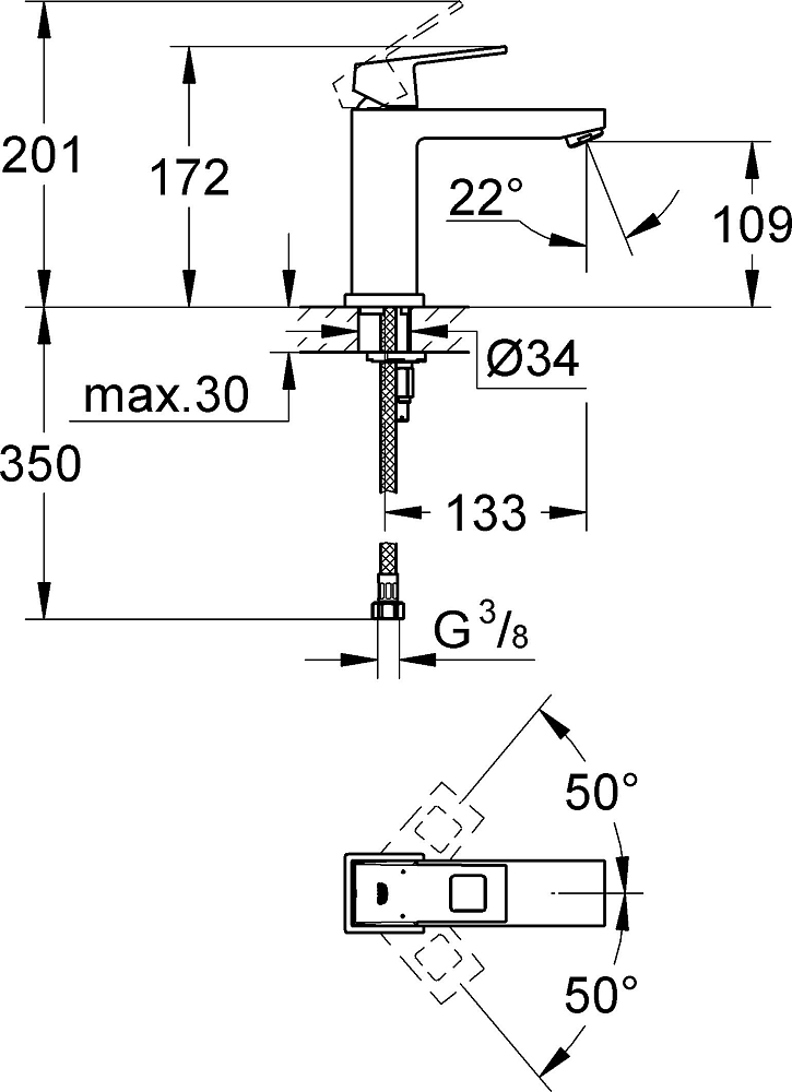 Смеситель Grohe Eurocube 23446000 для раковины