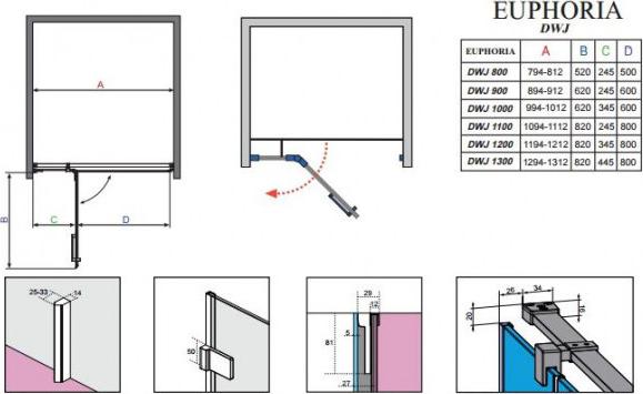 Душевая дверь Radaway Euphoria DWJ 80 см L 383012-01L