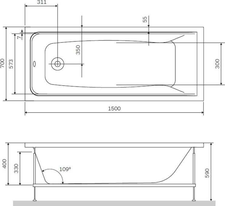 Акриловая ванна Am.Pm Gem 150x70 W90A-150-070W-A