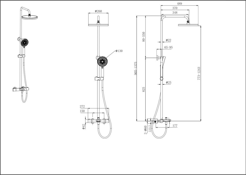 Душевая система с изливом Акватек AQ2043CR