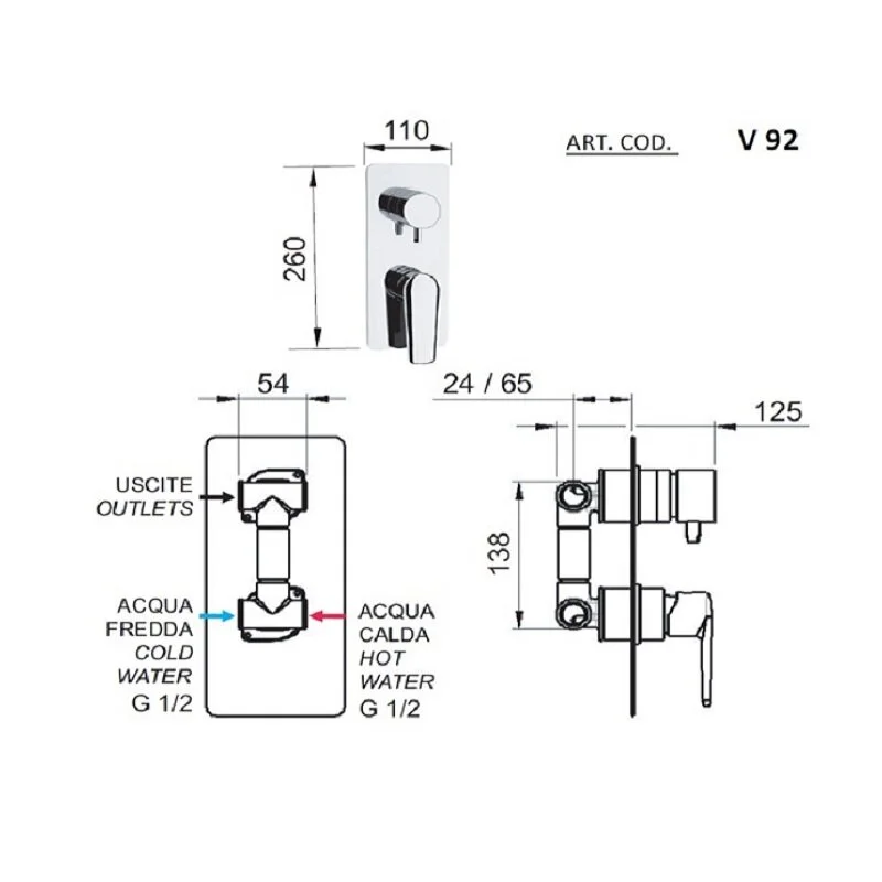 Смеситель для душа Remer Vanity V92 хром