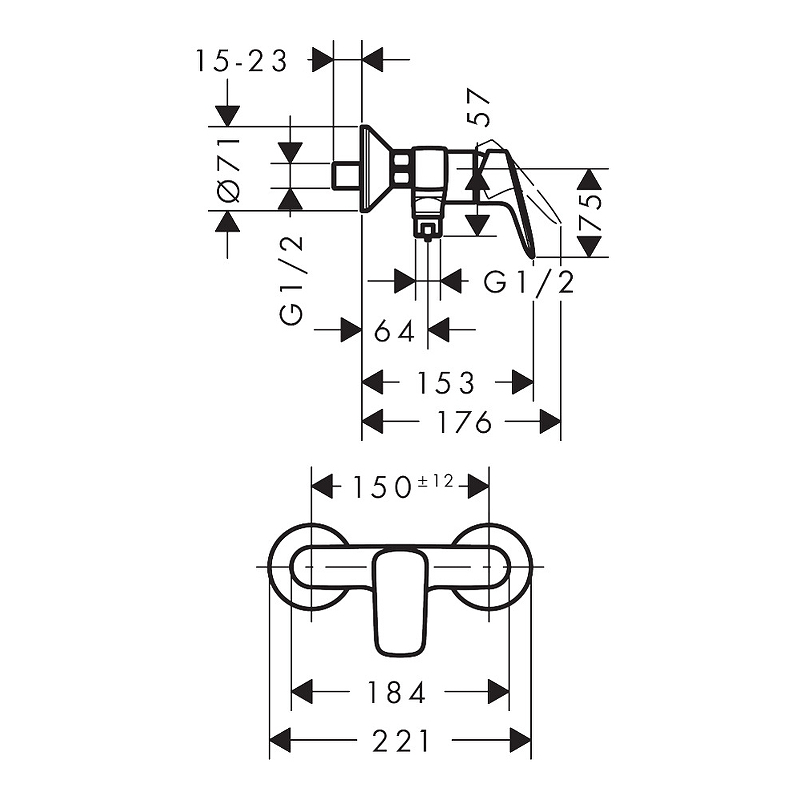 Смеситель для душа Hansgrohe Logis 71600670, черный матовый