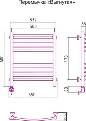 Полотенцесушитель электрический Сунержа Богема 00-0502-6050 60x50 L