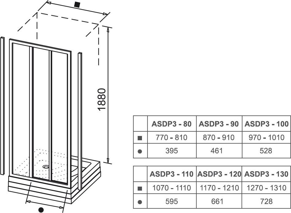 Душевой уголок Ravak Supernova ASDP3-80+APSS-90 белый+транспарент