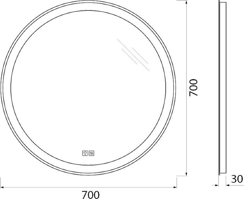 Зеркало BelBagno 70 SPC-RNG-700-LED-TCH-WARM с подсветкой и сенсорным выключателем