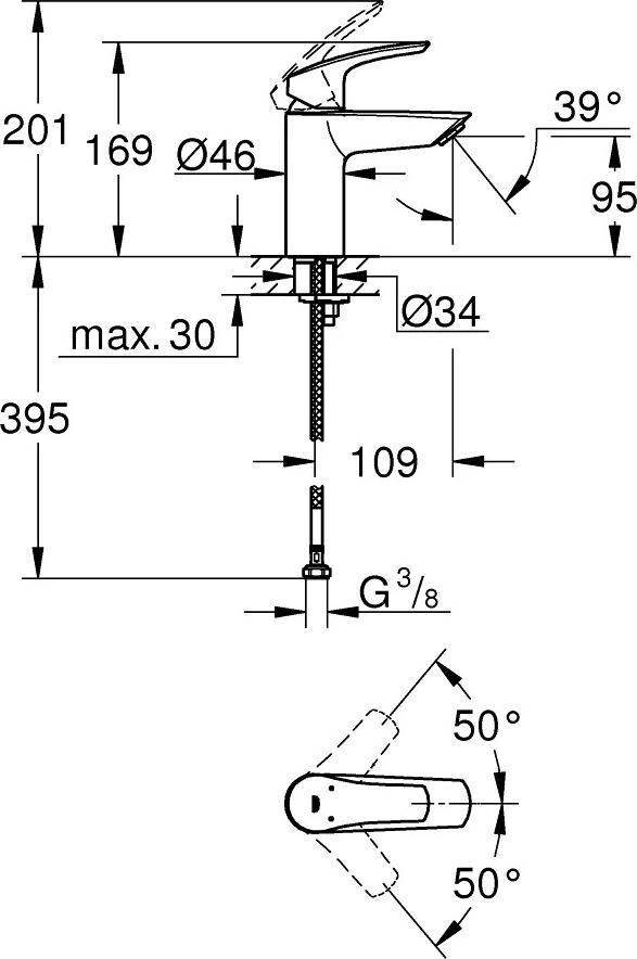 Смеситель для раковины Grohe Eurosmart 32467003, хром