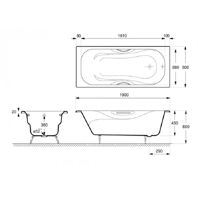 Чугунная ванна Delice Malibu DLR230610R-AS белый