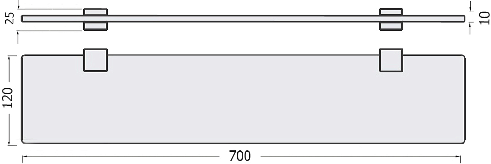 Полка STWORKI Glass Shelf 70 полкодержатели черные