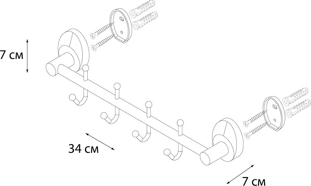 Планка Fixsen Europa FX-21805-4 хром 4 крючка