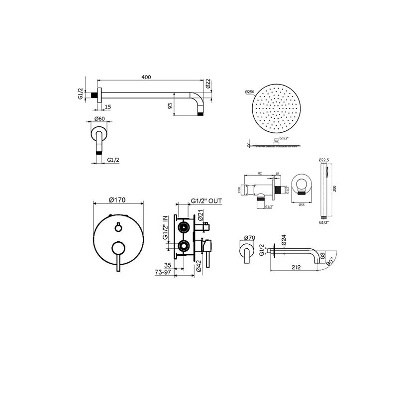 Душевая система Plumberia Selection Ixo KITXO19GR60 черный