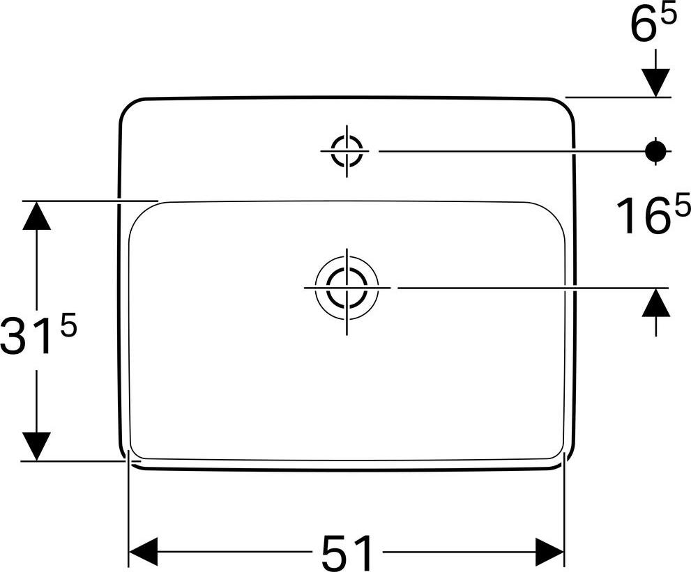 Раковина встраиваемая 45x55 см Geberit VariForm 500.743.01.2 без отверстия перелива, белый