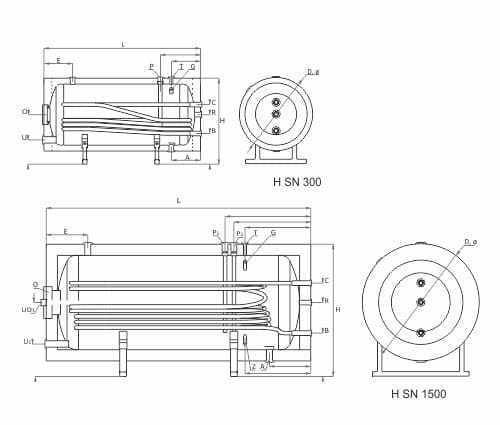 Накопительный водонагреватель Sunsystem SN 750 09030106202007 750 л серый