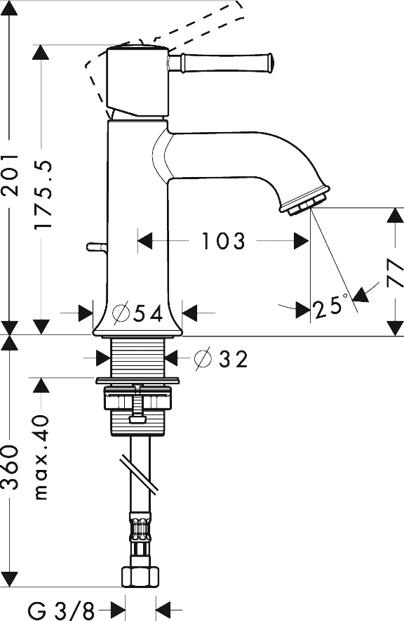 Смеситель Hansgrohe Talis Classic 14118000 для раковины