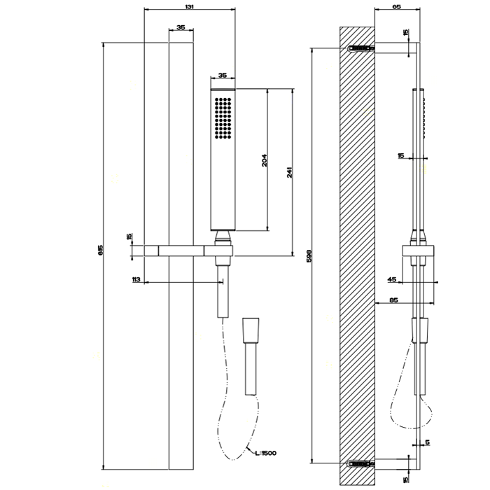 Душевой гарнитур Gessi Rettangolo 20145#299, черный матовый