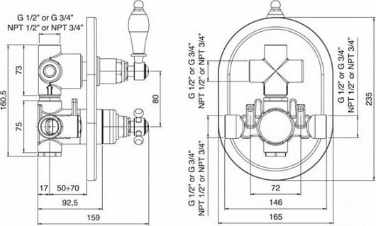 Смеситель для душа Cezares VDIM2-T-03/24, золото