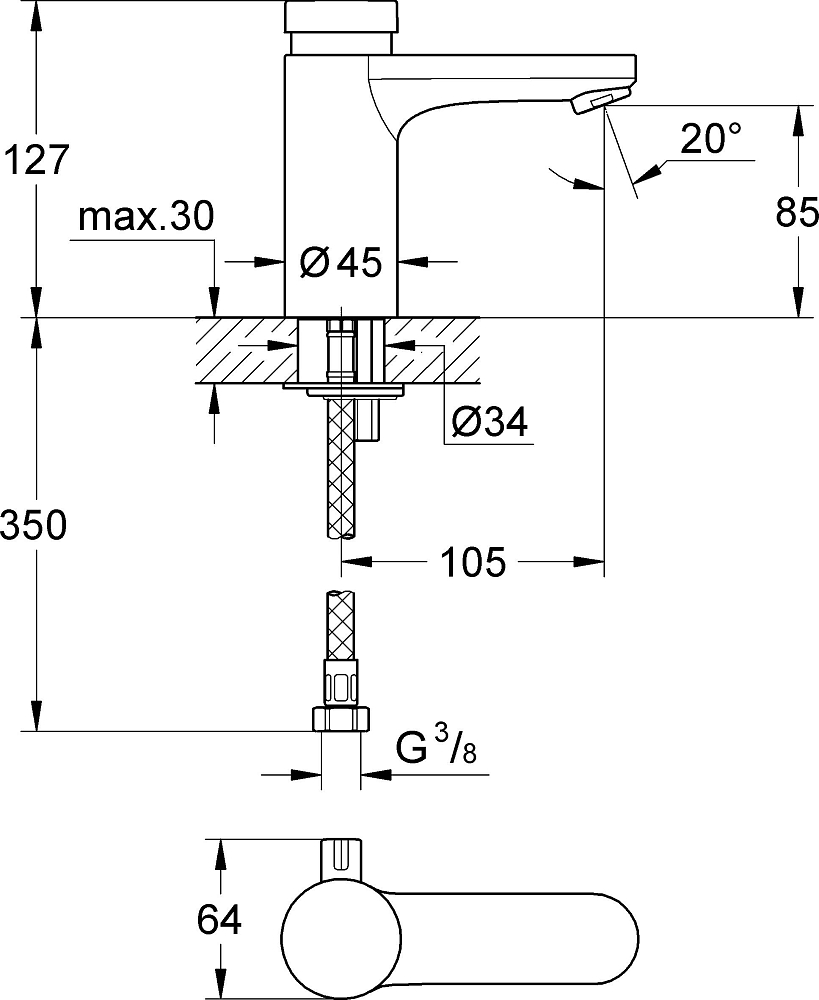 Смеситель Grohe Eurosmart Cosmopolitan T 36317000 для раковины