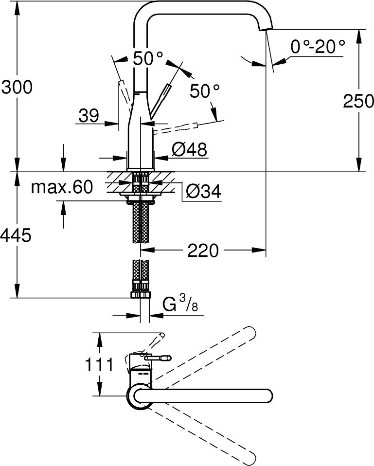 Смеситель для кухонной мойки Grohe Essence 30269A00 тёмный графит, глянец