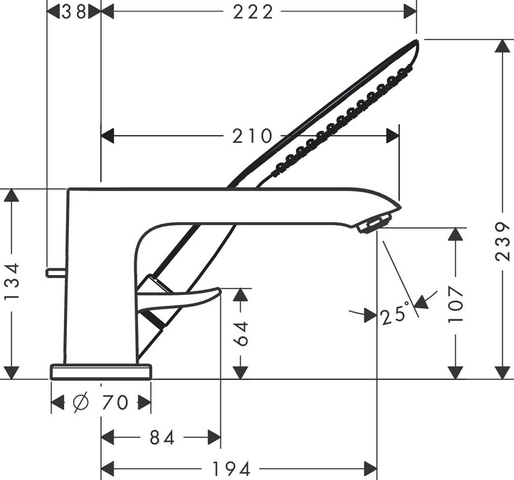 Смеситель Hansgrohe Metris 31190000 на борт ванны