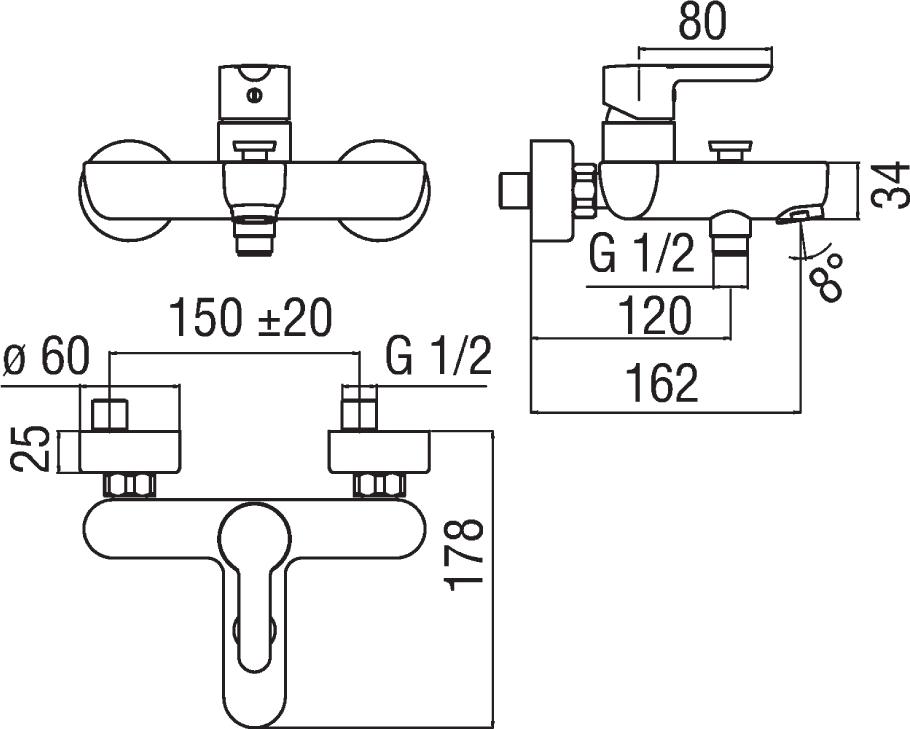 Смеситель Nobili ABC AB87110/1CR для ванны с душем