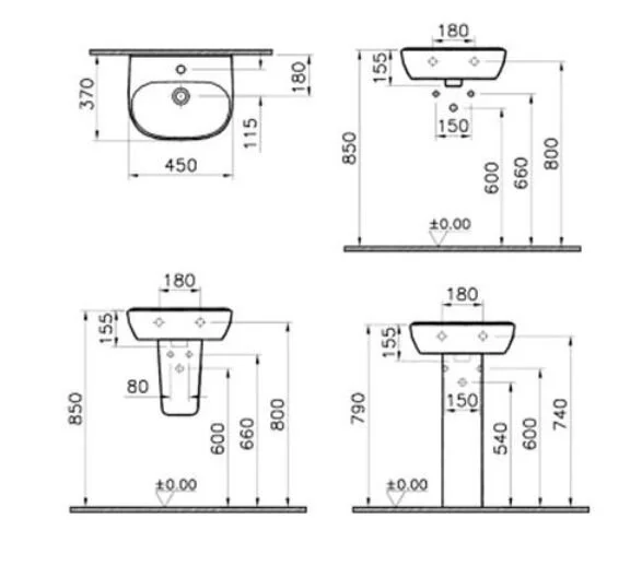 Раковина VitrA Zentrum 5631B003-0001 белый