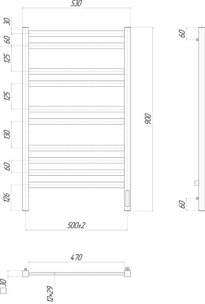 Полотенцесушитель электрический Lemark Melange LM49910Z 50x90 см, диммер справа, хром