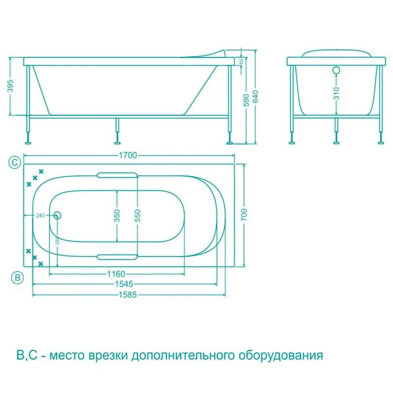 Акриловая ванна Eurolux Lait E1017070018 белый