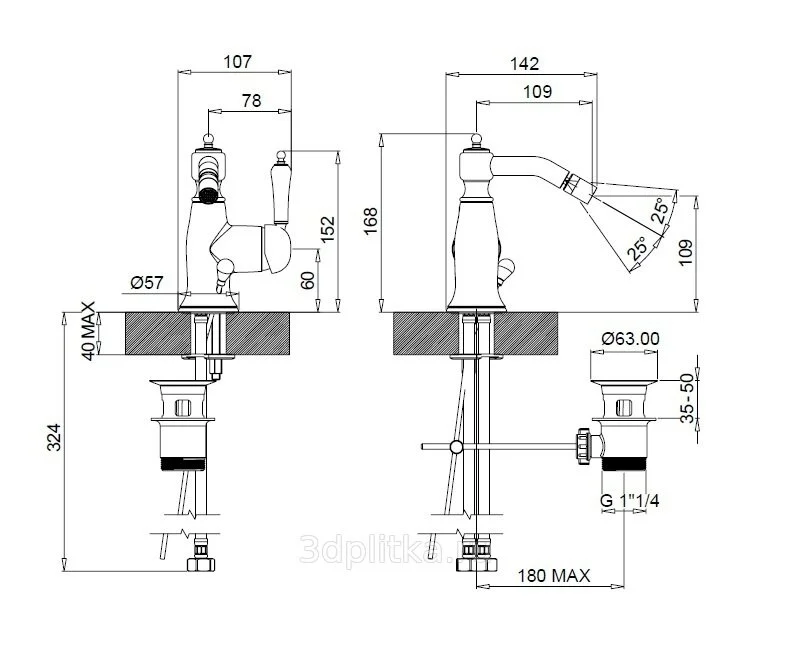 Смеситель для биде Margaroli Classica RU1003AA01ПGD бронза