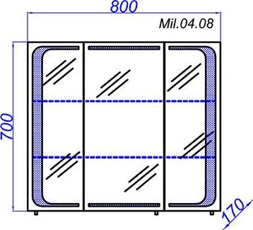 Шкаф-зеркало Aqwella Милан Mil.04.08 80 см, белый