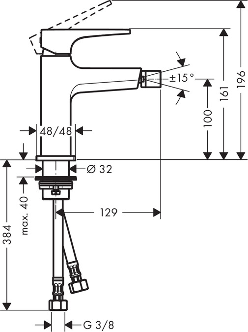 Смеситель для биде Hansgrohe Metropol 32520670, чёрный матовый