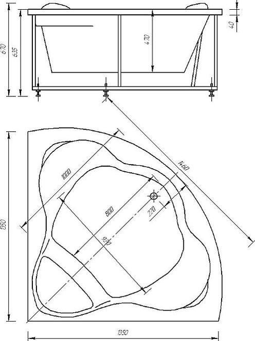 Акриловая ванна Aquatek Галатея 135x135 см GAL135-0000028, белый