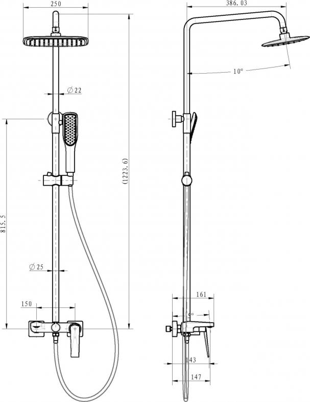 Душевая стойка Boheme Venturo 388, золото