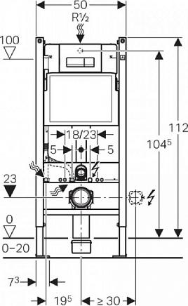 Комплект Geberit Duofix Платтенбау 458.125.21.1 UP100 с клавишей Delta 51 (хром глянец) с подвесным унитазом Geberit Acanto безободковый 500.600.01.2 и крышкой сиденьем Geberit Acanto (Keramag Acanto) 500.605.01.2 микролифт Slim