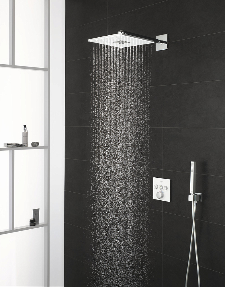 Верхний душ Grohe Rainshower SmartActive Cube 26479LS0 с кронштейном белая луна