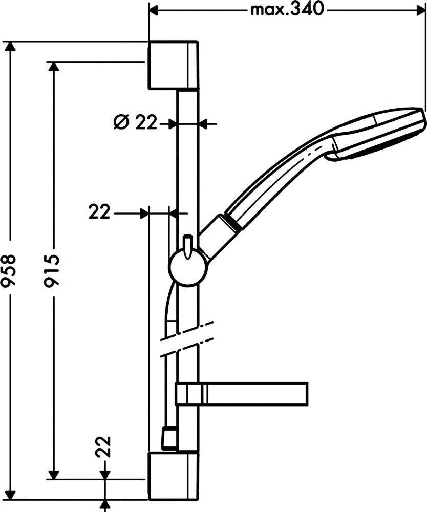 Душевой гарнитур Hansgrohe Croma 100 1jet 27724000 Unica'C