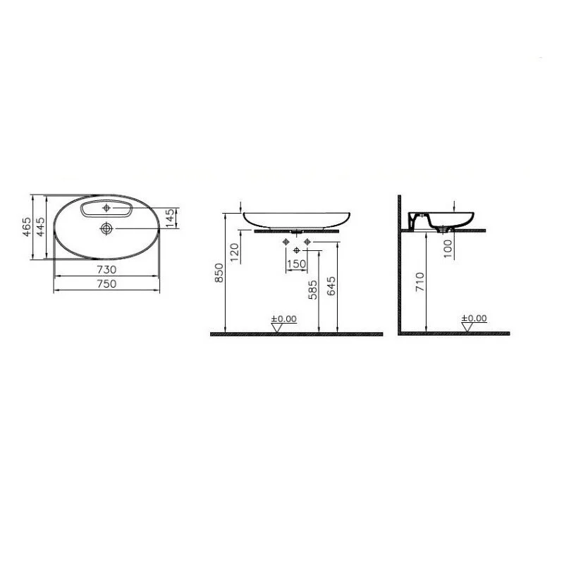 Раковина накладная VitrA Memoria 5881B403-0563 белый