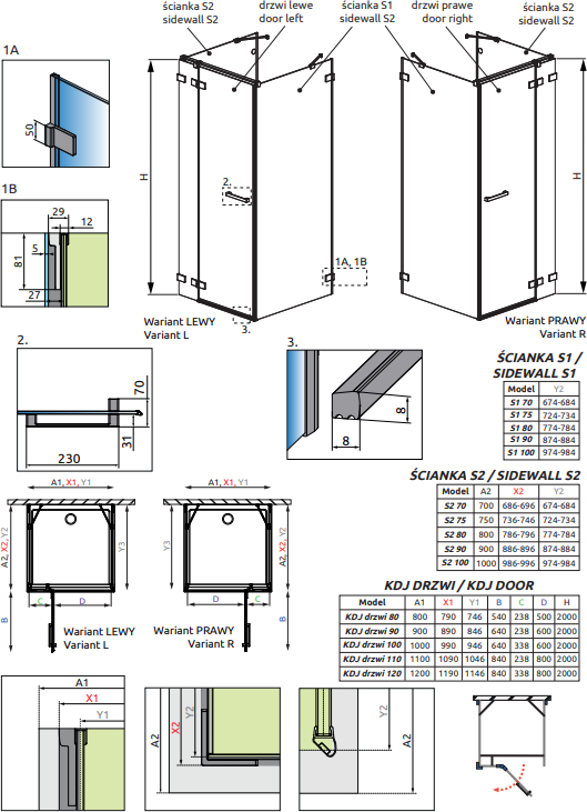 Боковая стенка 75 см Radaway Euphoria S2 75 383034-01 стекло прозрачное