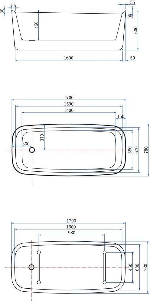 Акриловая ванна Allen Brau Infinity 170x78 2.21003.20/BGM, белый/синий матовый