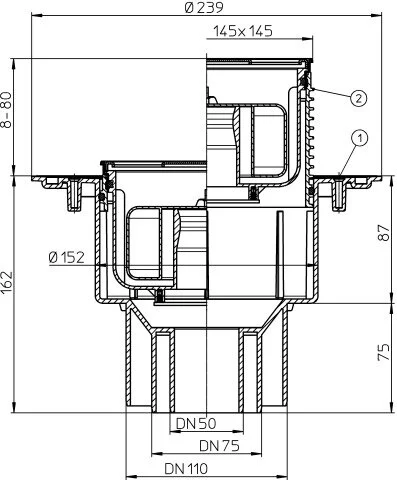 Трап Hutterer&Lechner HL3100Pr DN 50/75/110 с сифоном «Primus»