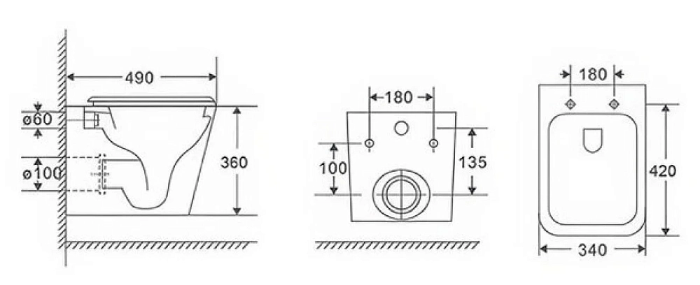 Подвесной унитаз Caprigo Style S-1293, безободковый, сиденье микролифт, белый