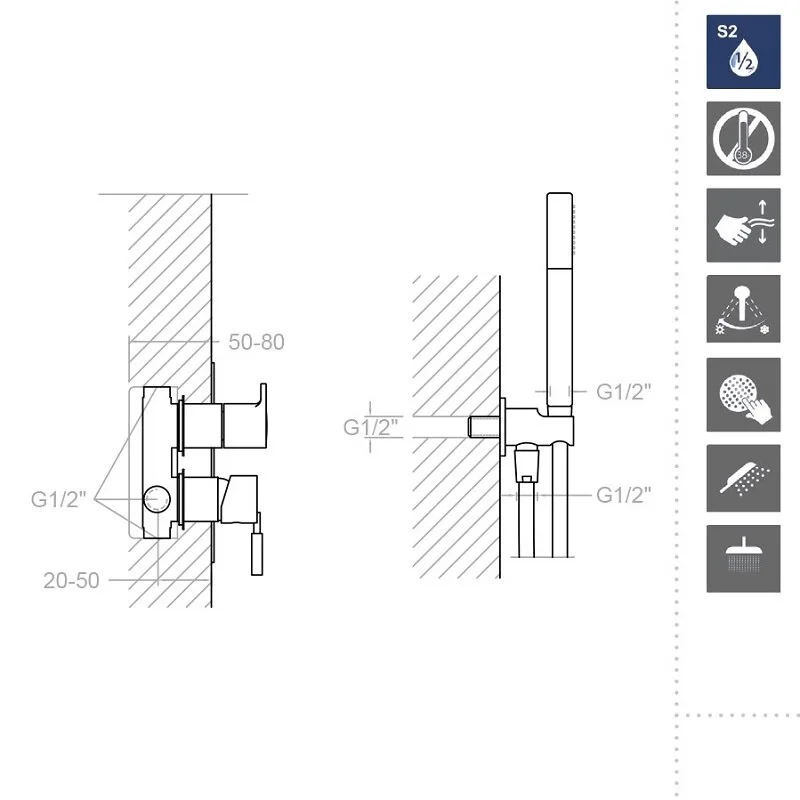 Смеситель для душа Ramon Soler Atica SK7515021 хром