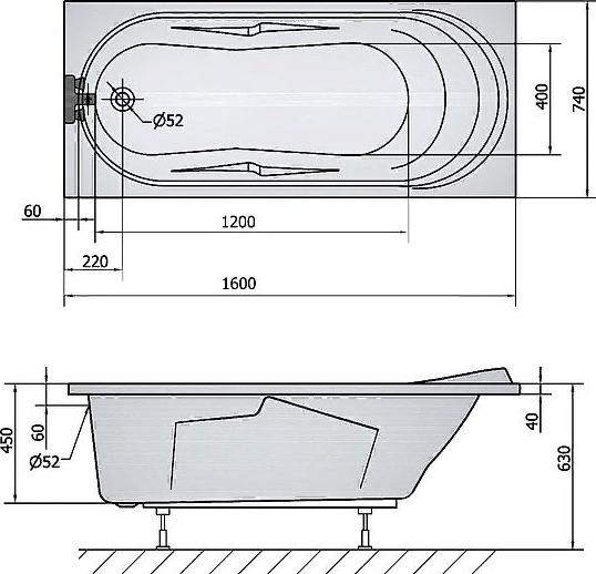 Акриловая ванна Alpen Adriana 43111 160х74