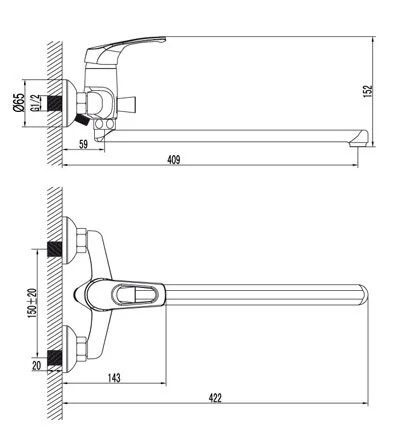 Смеситель для ванны с душем Lemark Omega LM3101C хром