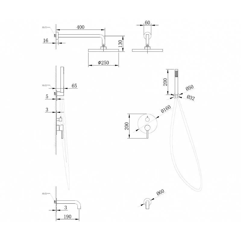 Душевая система Abber Wasser Kreis AF8117RG золото